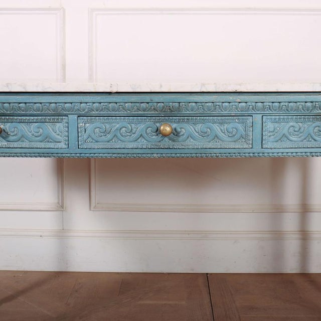 Italian Carved Console Table with Marble Top For Sale - Image 5 of 12