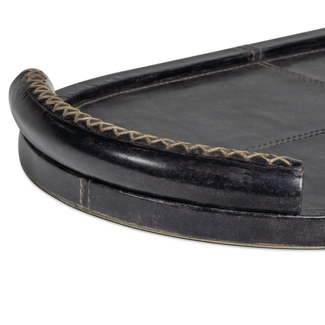 Forte Leather Tray Oval, Black For Sale - Image 4 of 5