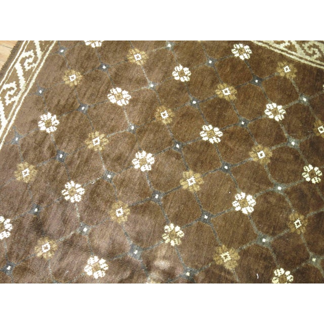 Chocolate Brown Vintage Turkish Rug For Sale - Image 4 of 6