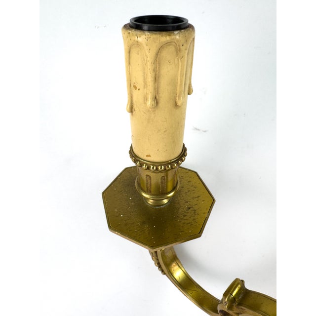 Vintage Louis XVI Brass Wall Sconce For Sale - Image 9 of 18