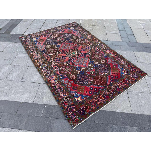 Tribal Vintage Kurdish Herki Tribal Rug 4.5x6.8 — Hand-Knotted Wool Geometric Accent Rug For Sale - Image 3 of 5