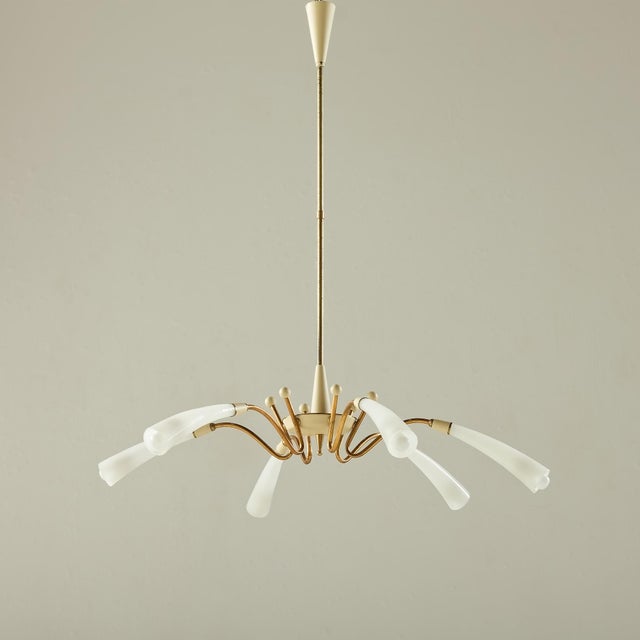 Mid-Century Modern Italian Spider Pendant Light in Brass and Murano Glass, 1950s For Sale - Image 9 of 9