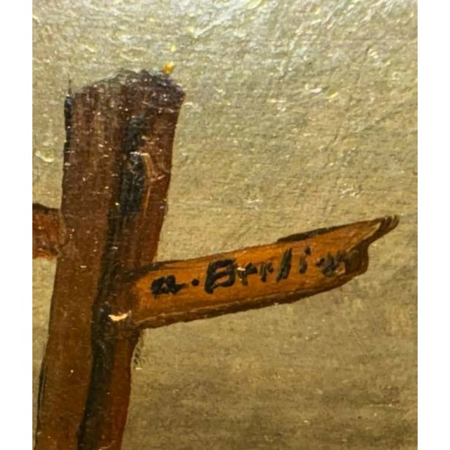 Figurative 19th Century Soldiers in a Winter Scene, Signed Oil on Wood, For Sale - Image 3 of 8