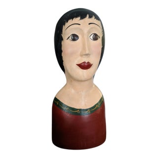 Vintage French Style Hand Painted Hand Casted Mannequin Head Bust For Sale