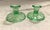 Vintage Pair of Light Green Depression Glass Pillar Holders For Sale - Image 4 of 4