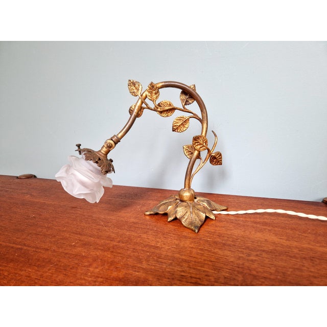Gilt Bronze and Satin Glass Table Lamp, 1890s For Sale - Image 3 of 12