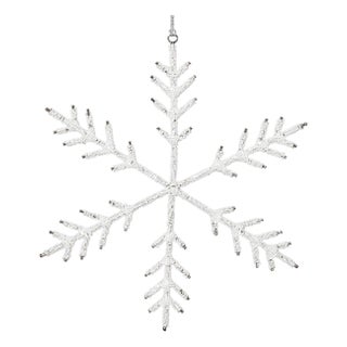 Beaded Snowflake Ornaments, Set of 12, White, 10" For Sale