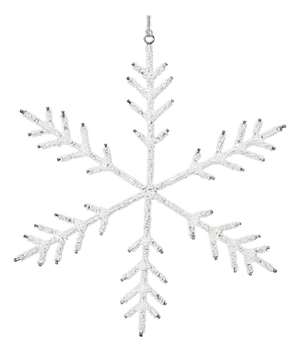 Beaded Snowflake Ornaments, Set of 12, White, 10"