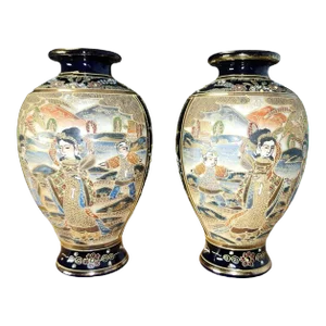 Late 19th Century Japanese Meiji Period Satsuma Vases - A Pair