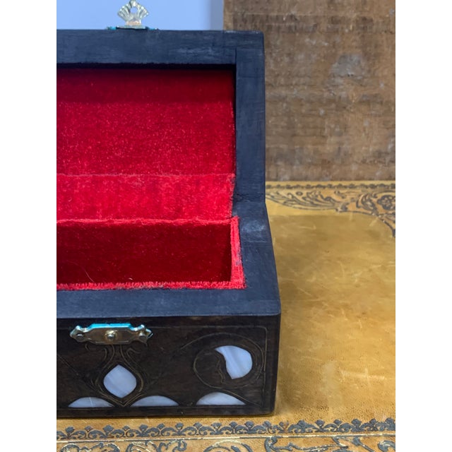 Late 20th Century Late 20th Century Vintage Mother-Of-Pearl & Brass Inlaid Walnut Box With Dome Top From Turkey For Sale - Image 5 of 5