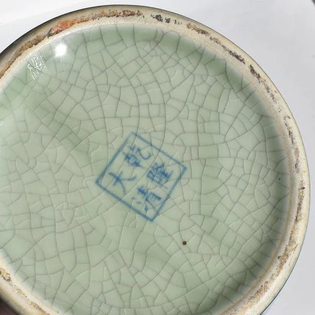 Chinoiserie Blue and White Ceramic Pitcher With Crane and Floral Motif For Sale - Image 4 of 7