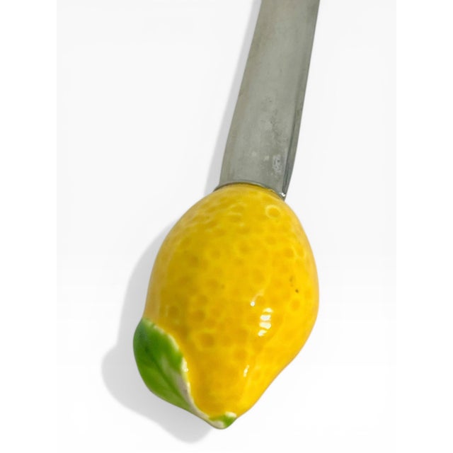 Metal Vintage Stainless Steel Cocktail Spoons With Ceramic Lemon Finials – Lord & Taylor - Set of 6 For Sale - Image 7 of 13