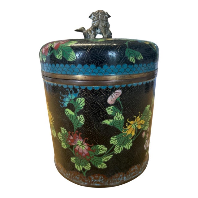 Antique Cloisonné Tea Caddy For Sale - Image 9 of 11