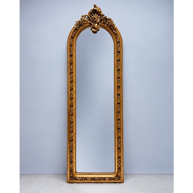 Large Golden Full-Length Mirror with Crest from Green Square For Sale - Image 10 of 10