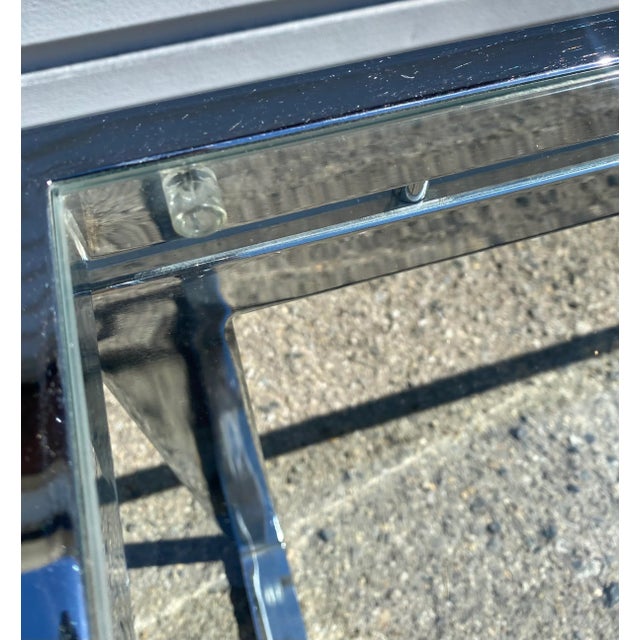 1970s Mid Century Modern Chrome and Glass Sofa Table For Sale - Image 4 of 6