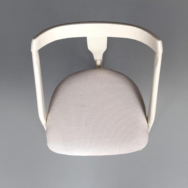 White Mid-Century Italian Modern White Wood and Fabric Chairs, 1960s, Set of 6 For Sale - Image 8 of 14