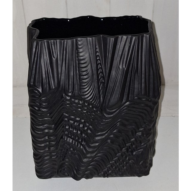 Vintage Flower Vase in Black Bisque Porcelain by Martin Freyer for Rosenthal, 1970s, in Very Good conditions. Designed...