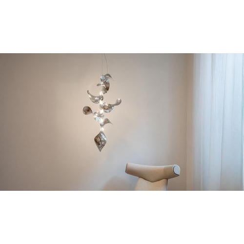 Dune 6 Vertical Cluster Chandelier in Silver Anodized Aluminum by Moss Objects For Sale - Image 10 of 17