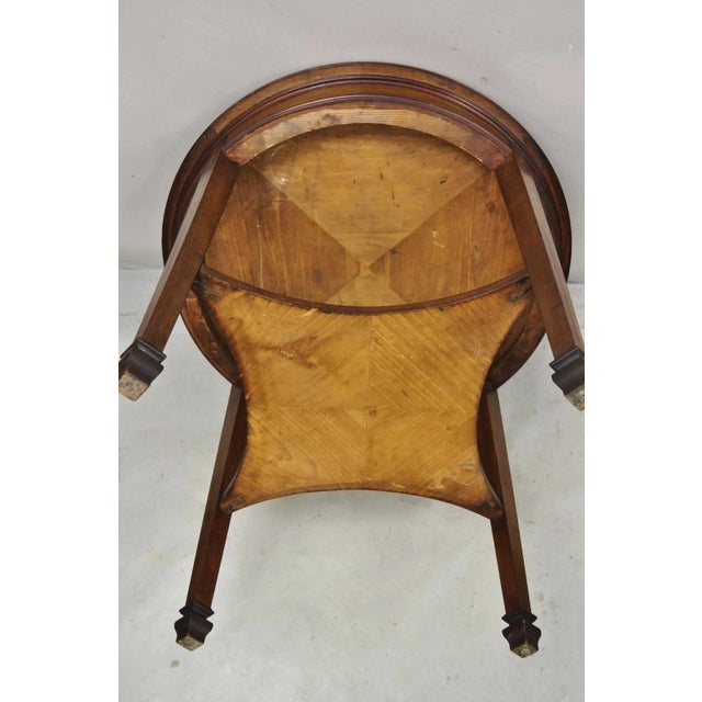 Antique English Edwardian Mahogany Bellflower Inlay Round Occasional Side Table For Sale - Image 9 of 12