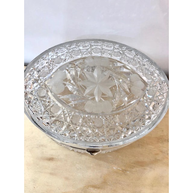Metal Large Oval Cut Crystal Box For Sale - Image 7 of 10
