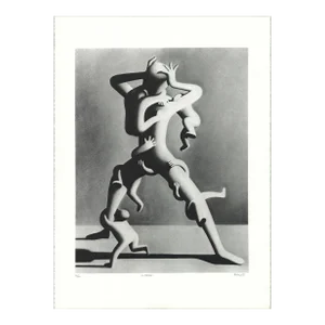 1988 Mark Kostabi 'Climbing' Pop Art Black & White USA Lithograph
