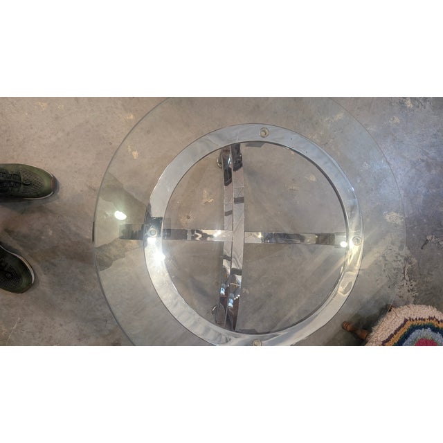 Chrome 1970s Mid Century Chrome and Glass Accent Table For Sale - Image 8 of 12