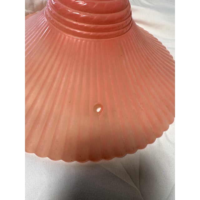 Vintage Art Deco Salmon Ribbed Pink Glass, Shade Lamp Fixture For Sale - Image 10 of 10