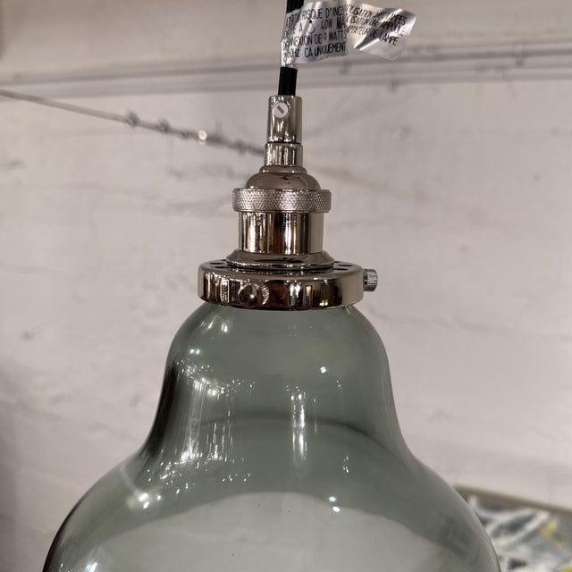 Restoration Hardware 20th C. Factory Filament Smoke Glass Funnel Barn Tall Pendant For Sale - Image 12 of 12