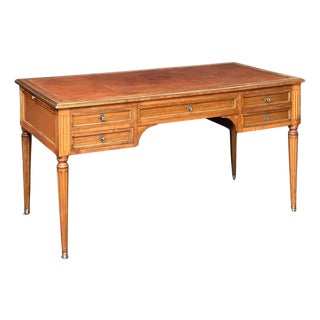 Louis XVI Style Writing Table or Desk With Leather Top From France For Sale