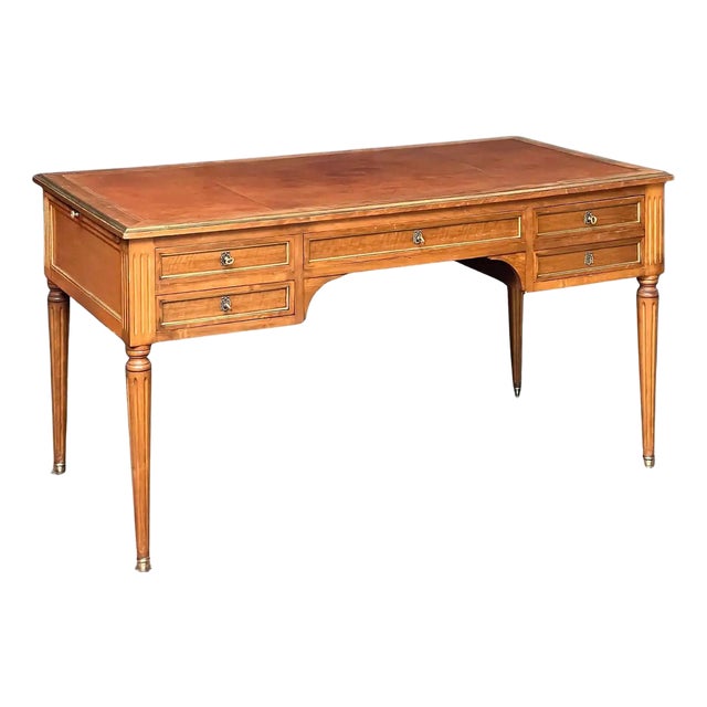 Louis XVI Style Writing Table or Desk With Leather Top From France For Sale