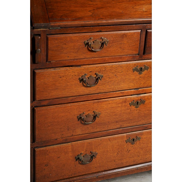 Late 19th Century Antique Georgian Slant Front Secretary Desk / Early English Oak Fall Front Writing Bureau For Sale - Image 5 of 9
