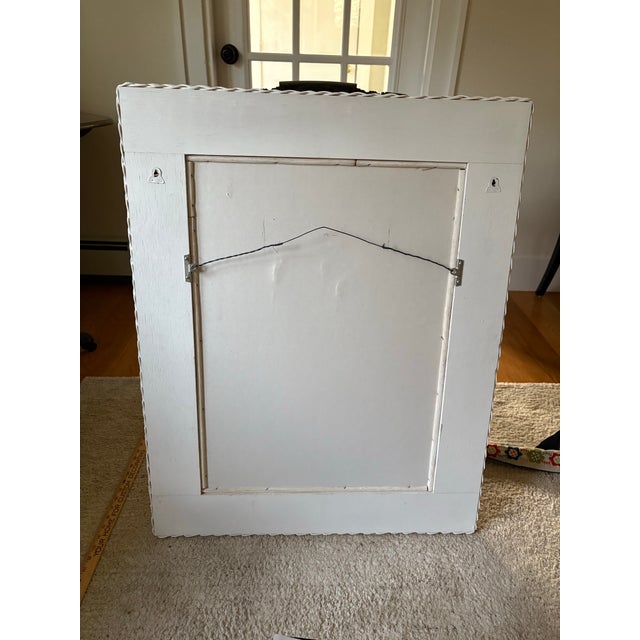 Vintage White Rectangle Wicker Frame Mirror For Sale - Image 10 of 11