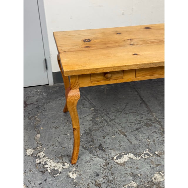Wood Farmhouse Pine Wood Dining Table/Writing Desk For Sale - Image 7 of 12