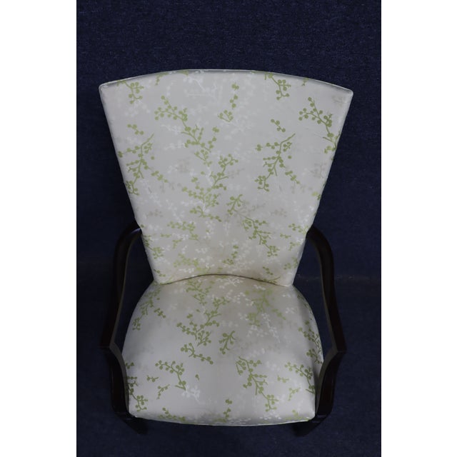Hickory Chair Co. Upholstered Open Arm Chair in Damask Fabric For Sale - Image 9 of 12