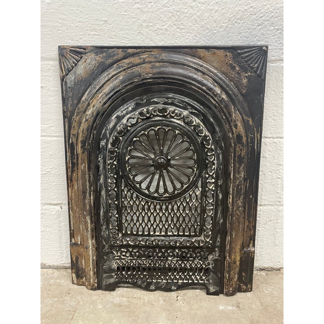 Metal Late 19th Century 21" W X 26.5"h Decorative Burnished Finish Cast Iron Fireplace Surround and Insert For Sale - Image 7 of 8