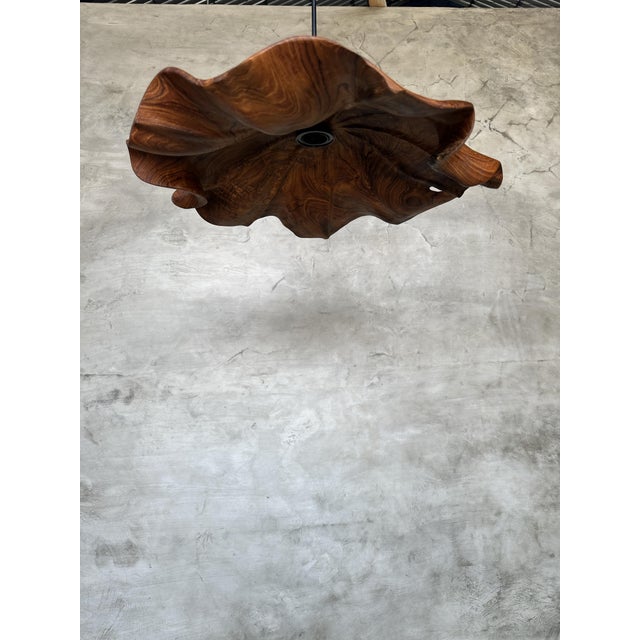 Large Pendant Light in Corrugated Teak Leaf For Sale - Image 10 of 18