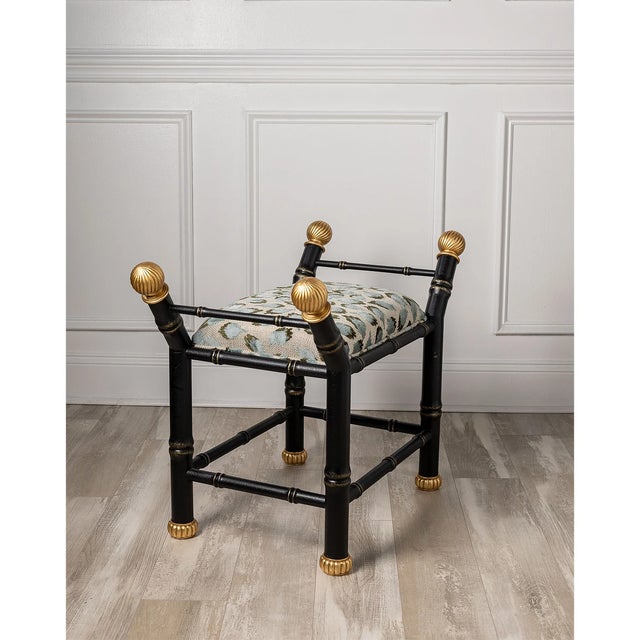 2020s Boca Black Ocelot Celadon Bamboo Bench For Sale - Image 5 of 7