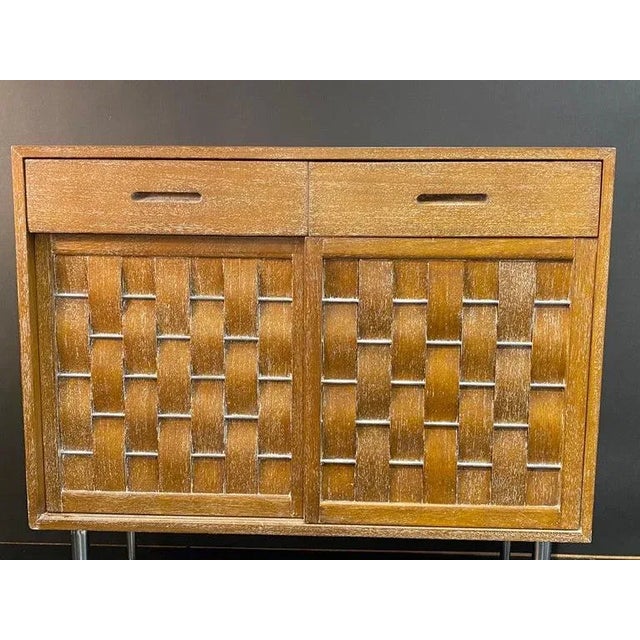 Edward Wormley 1950s Edward Wormley Woven Front Commode Credenza For Sale - Image 4 of 11