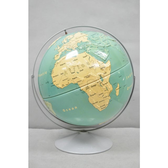 Mid-Century Modern Vintage Nystrom 16" Large Sculptural Relief Classroom Double Axis World Globe For Sale - Image 3 of 17