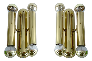 Vintage Space Age Brass Sconces, 1970s, Set of 2