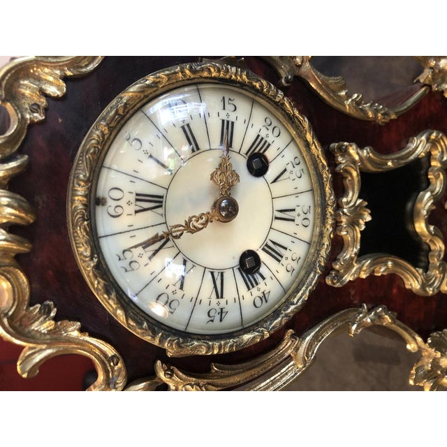 Small Pendulum Fireplace Clock in Brass and Bronze, France, 1880s, Set of 3 For Sale - Image 4 of 16