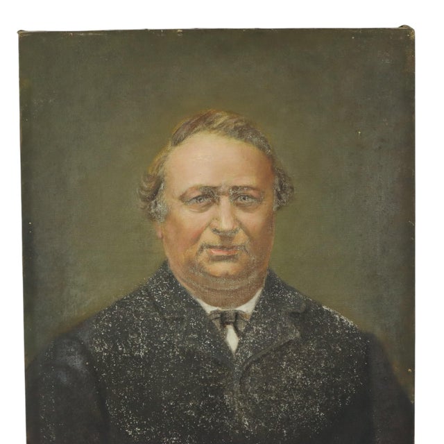 Textile L. De Caluwé, Portrait of a Man, Early 20th Century, Painting on Canvas For Sale - Image 7 of 15