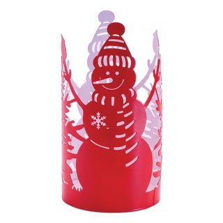 Cut Metal Snowman Candle Holder 8"H For Sale