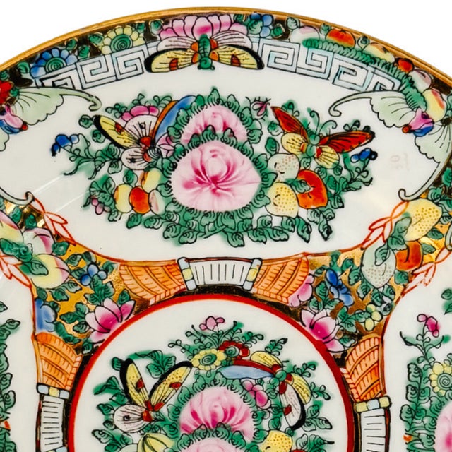 Chinoiserie Mid 20th Century Chinese Famille Rose Canton Plates - Set of 12 For Sale - Image 3 of 7