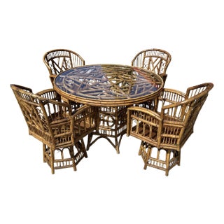 Bamboo Rattan Brighton Pavilion Chinoiserie Dining Set For Sale