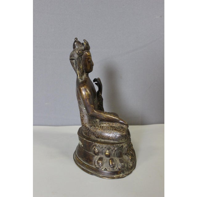 Metal 19th Century Bronze Buddha Amoghasiddhi, Nepal, 1890s For Sale - Image 7 of 15