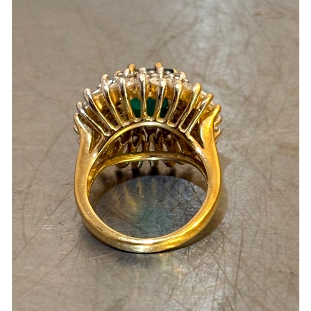 Gold-Plated Emerald & Diamond Cocktail Ring For Sale - Image 6 of 6