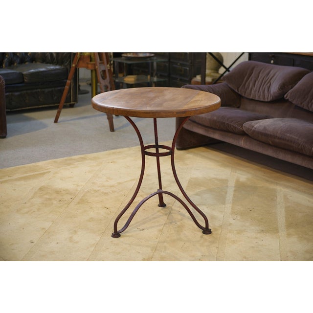 Patinated Bistro Table with Oak Top, 1950s For Sale - Image 10 of 10