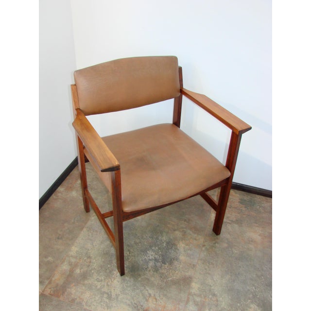 Vintage Scandinavian Armchair in Rosewood and Leather, 1960s For Sale - Image 3 of 14