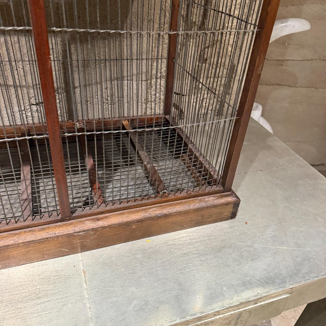 Vintage Victorian Architectural-Style Wooden Birdcage Wood Steel For Sale - Image 9 of 12